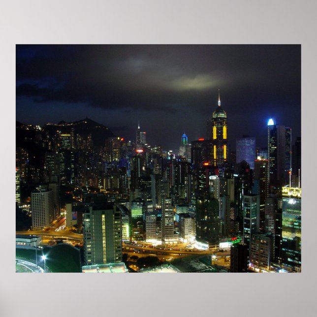 Hongkong in der Nacht Poster (Vorne)