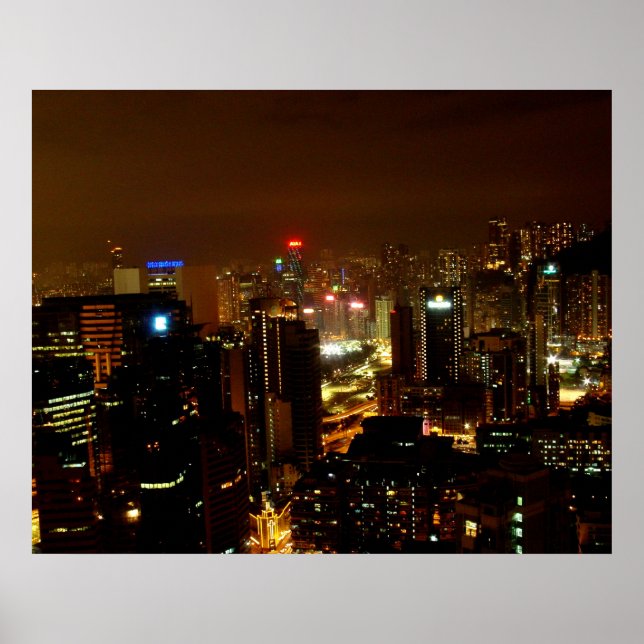 Hongkong in der Nacht Poster (Vorne)
