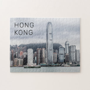 Hongkong-Insel-Skyline Retro-Stadtbild Vintage Puzzle