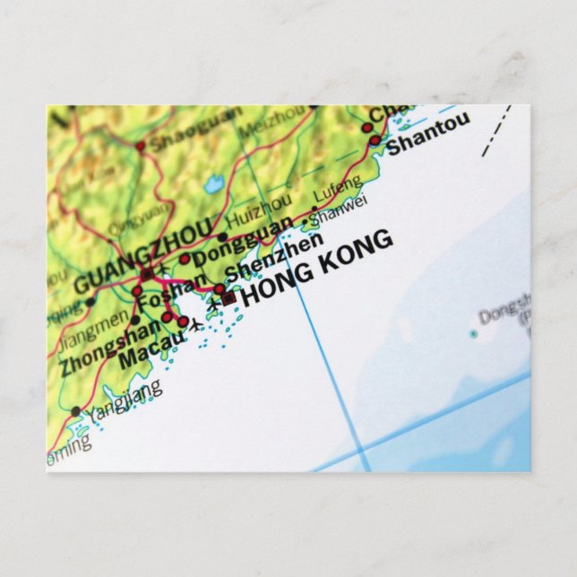 Hongkong-Karte Postkarte (Vorderseite)