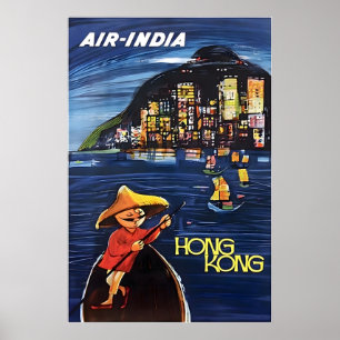 Hongkong-Kunst Chinesische Malerei Air-India Reise Poster