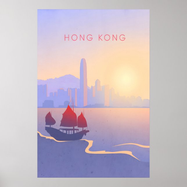 Hongkong Minimal Reiseplakat Poster (Vorne)