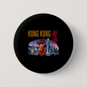 Hongkong-Reisender Jahr des Drachen Victoria Harbo Button