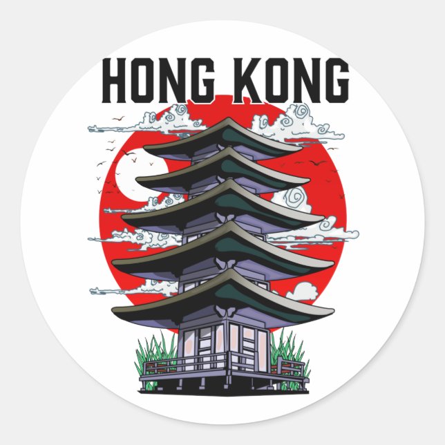 Hongkong Runder Aufkleber (Vorderseite)