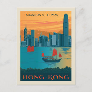 Hongkong Save The Date Einladungspostkarte