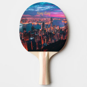 Hongkong Skycraper Skyline Night Lights Tischtennis Schläger
