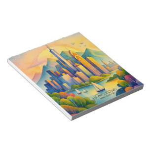 Hongkong Skyline Aquarell   Reise Notizblock