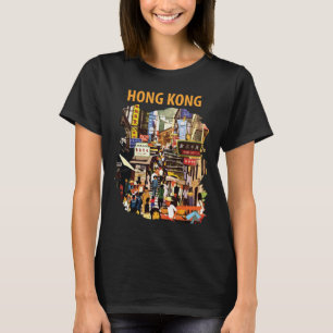 Hongkong Stadtstraße Neon Rot Reise T-Shirt