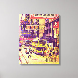Hongkong Street Szene Vintage Reise Leinwanddruck