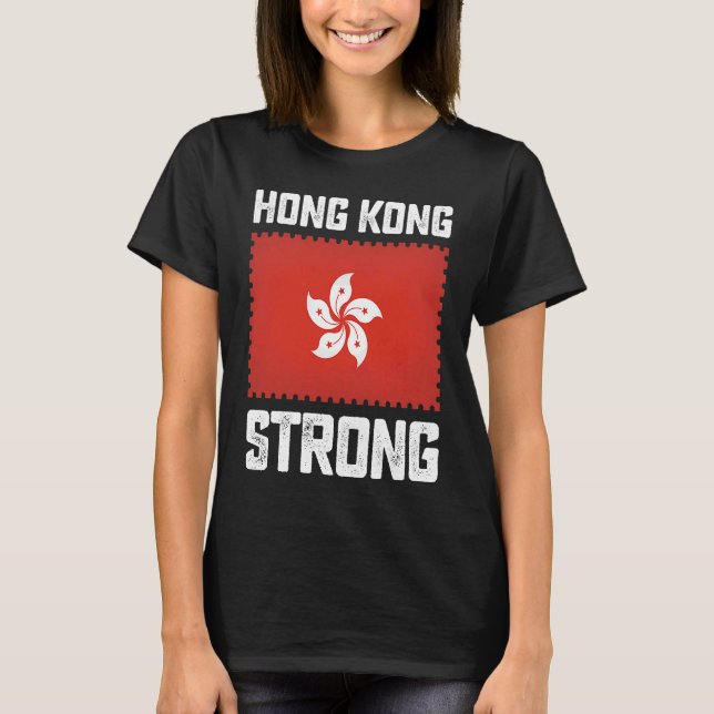 Hongkong Strong Flag Briefmarke Pro Democracy Free T-Shirt (Vorderseite)