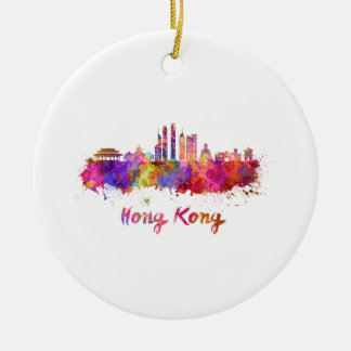 Hongkong V2 Skyline in Aquarellfarben Keramikornament