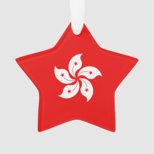 Hongkong White Orchid Symbol auf Rot Ornament