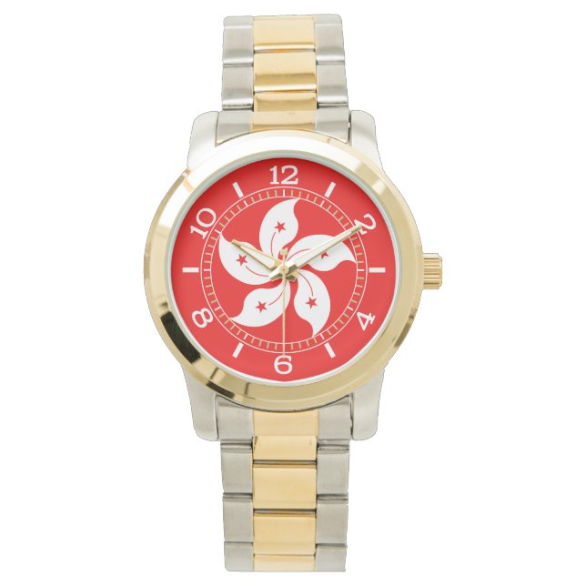 Hongkong White Orchid Symbol Dial Armbanduhr (Vorderseite)