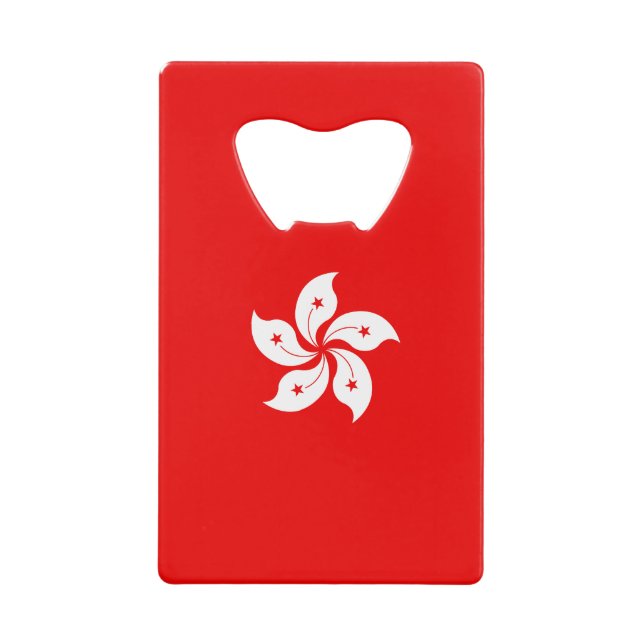 Hongkonger Flagge Weißer Orchid auf Rot Kreditkarten Flaschenöffner (Vorderseite)