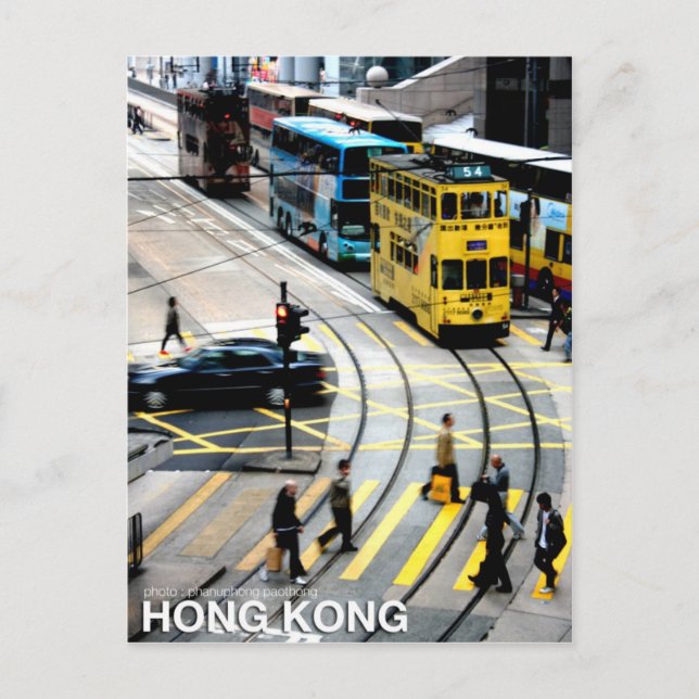 Hongkongs Straßenbahn Postkarte (Vorderseite)