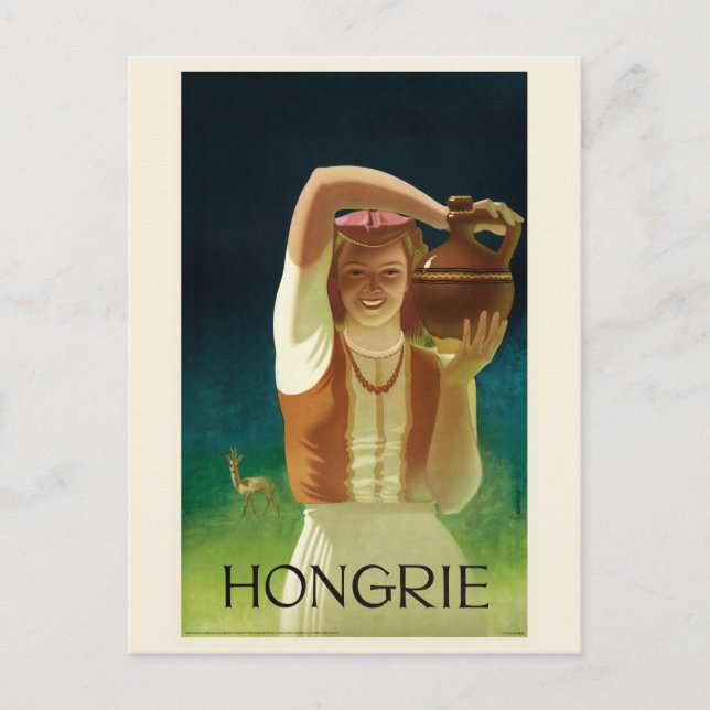 Hongrie Hungary Vintage Poster der 30er Jahre Postkarte (Vorderseite)
