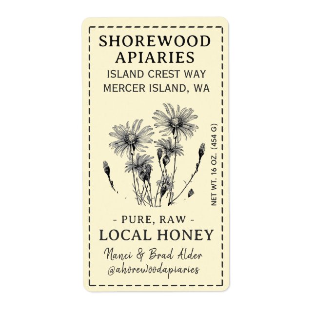 Honig 2 x 3,75" Aster Gelb gestrichene Grenze (Vorne)