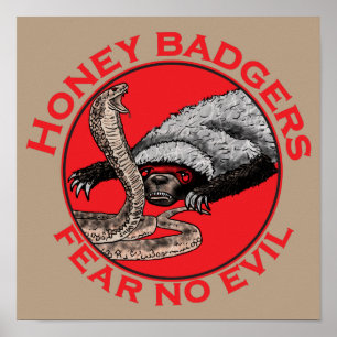 Honig Badgers Angst vor bösen Badass Animal Schlan Poster