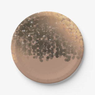 Honig Beige Champagner Golden Glitzer Lichter Part Pappteller
