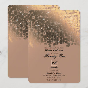 Honig Beige Champagner Goldener Funkelnde Lichter  Einladung