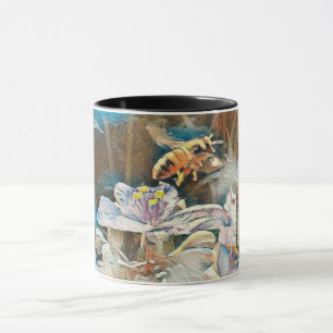 Honig-Biene auf einer Spiderwart Tasse