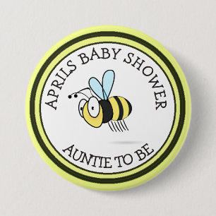 Honig-Bienen-Babyparty-Tante, zum Knopf zu sein Button