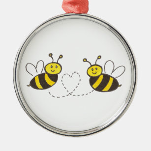 Honig-Bienen mit Herzen Ornament Aus Metall