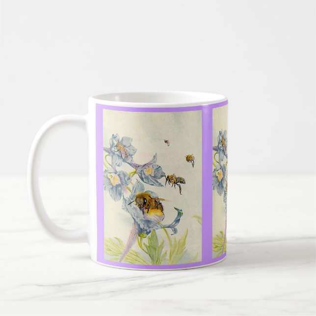 Honig-Bienen u. Winden-Blumen EZ2 fertigen Kaffeetasse (Links)