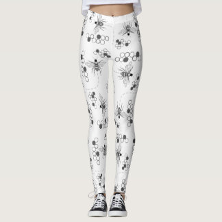 Honig-Bienen und Klee-Schwarzweiss-Leggings Leggings