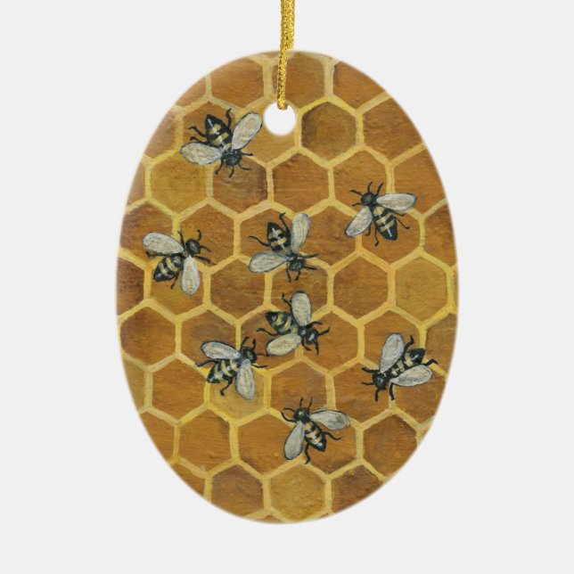 Honig-Bienen-Verzierung Keramik Ornament (Vorne)