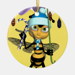 Honig-Bienen-Weihnachtsverzierung - niedliche Keramik Ornament