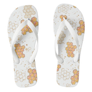 Honig Bienenwaben abstraktes Druck Flip Flops