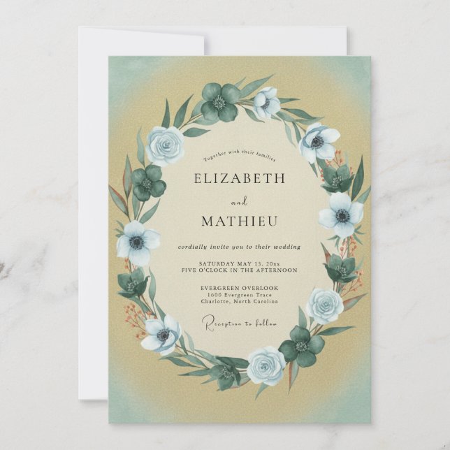 Honig Blasse Blüten Hochzeit Einladung (Vorderseite)