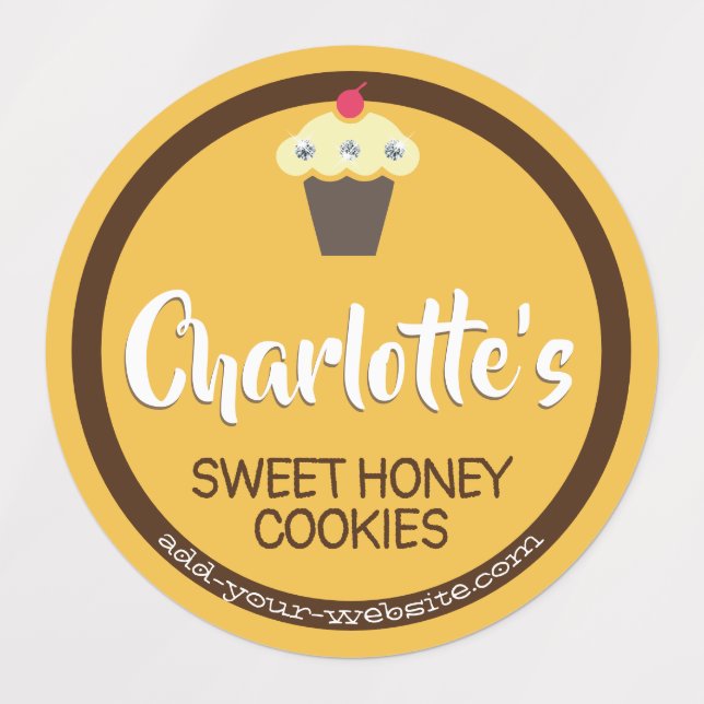 Honig Bright Yellow Cupcake Niedlich Baking Label Etiketten (Design 1)