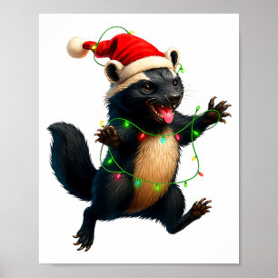 Honig-Dachs-Baum-Weihnachtslichter-Santa-Honig-Dac Poster