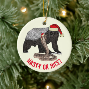 Honig-Dachs-Schlange Lustig Festlich Weihnachtsman Keramik Ornament