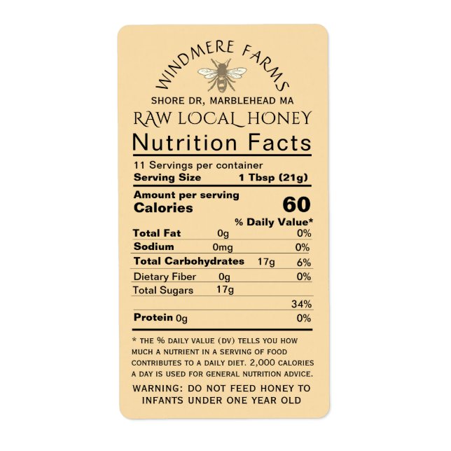 Honig Ernährung Säugling Warning & Bee Shipping Si (Vorne)