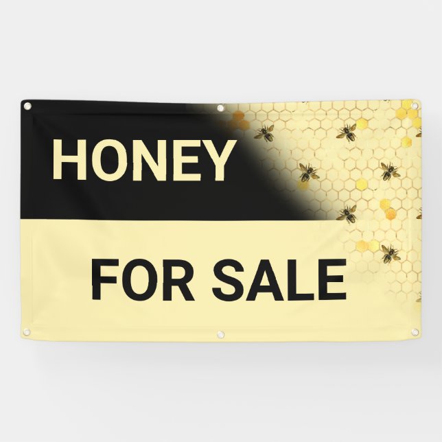 Honig für verkaufte Bienen - Honigwabenzaun Banner (Horizontal)