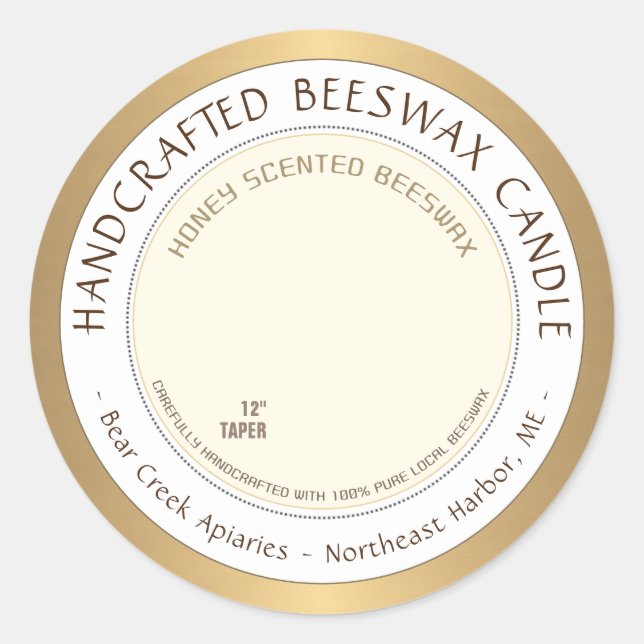 Honig gezinktes Bienenwachs-Kerzensiegel Gold Bord Runder Aufkleber (Vorderseite)