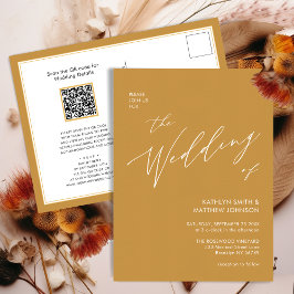 Honig Gold QR Code in einer modernen Hochzeit Einladungspostkarte