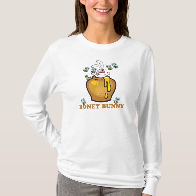 Honig-Häschen-Ostern-DamenHoodie T-Shirt (Vorderseite)