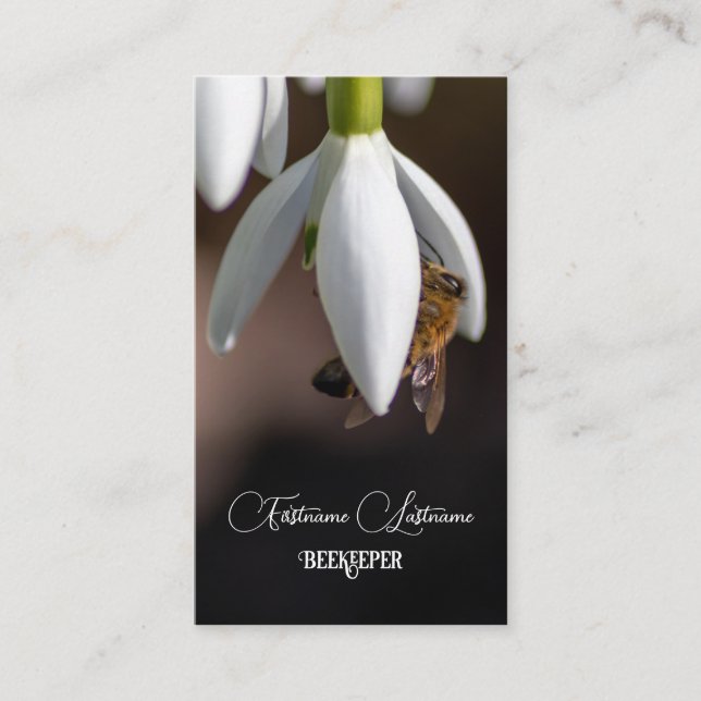 Honig Honigbiene Honig Biene Weiße Blume Visitenkarte (Vorderseite)