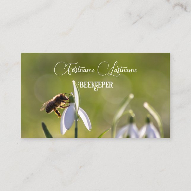 Honig Honigbiene Honig Honig Biene Weiße Blume Visitenkarte (Vorderseite)