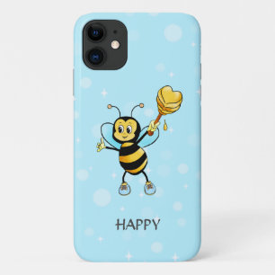 Honig-Hummel auf Schwarz und Hellblau Case-Mate iPhone Hülle