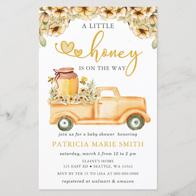 Honig ist auf dem Weg Honey Bee Baby Dusche (Vorderseite)