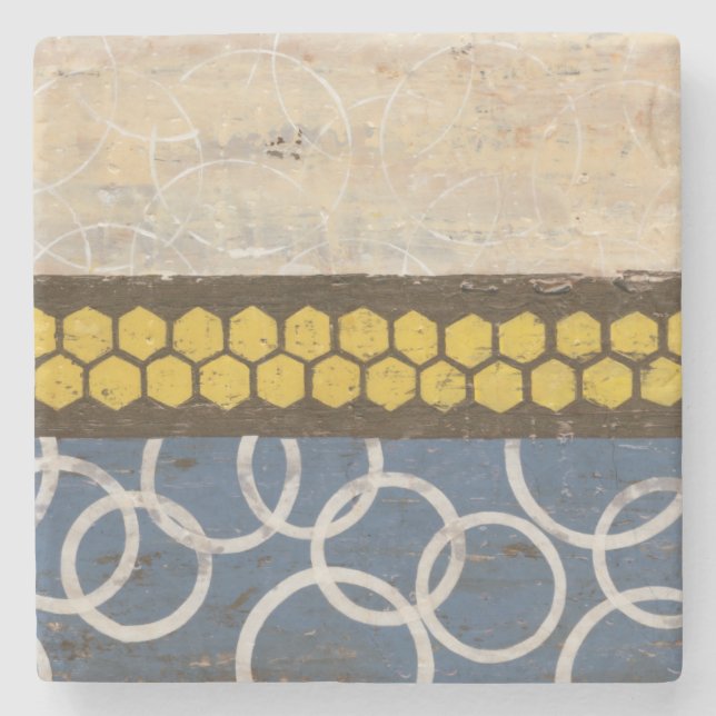 Honig-Kamm abstraktes I Steinuntersetzer (Vorderseite)