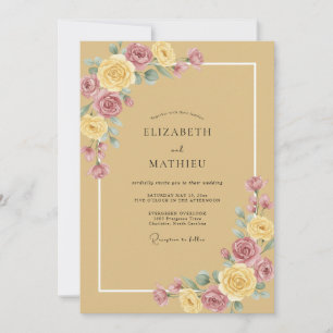 Honig-Mauve-Pfingstrosen-Hochzeit Einladung