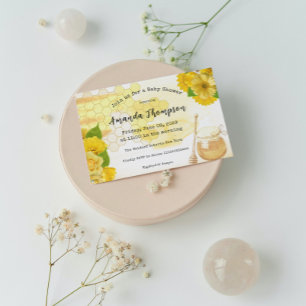 Honig mit Blume und Biene-Mama als Baby-Dusche Einladung