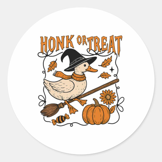 Honig oder Leckerei Halloween Gänse Niedlich Gänse Runder Aufkleber (Vorderseite)