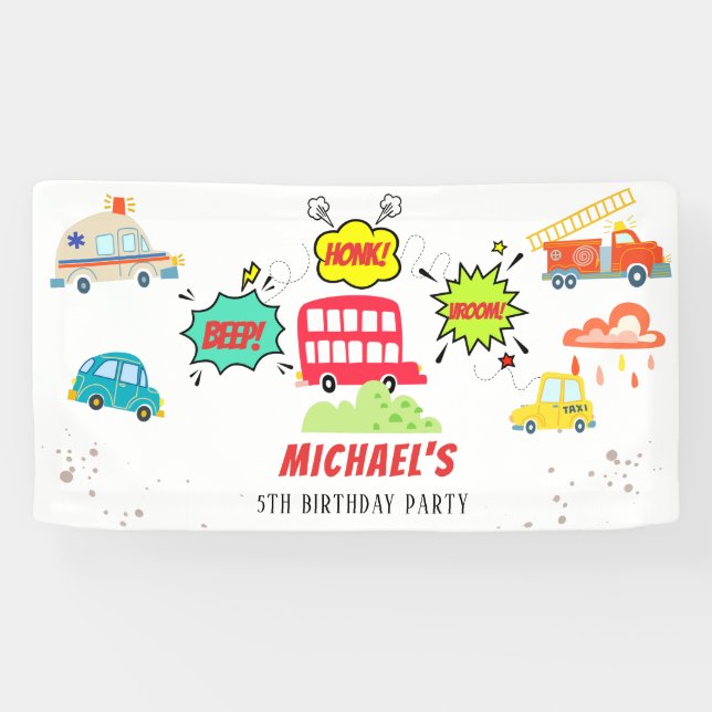 Honig piep in glücklichen Fahrzeugen Junge Geburts Banner (Horizontal)